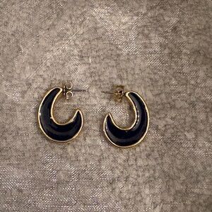 Gold Rimmed Crescent Earrings